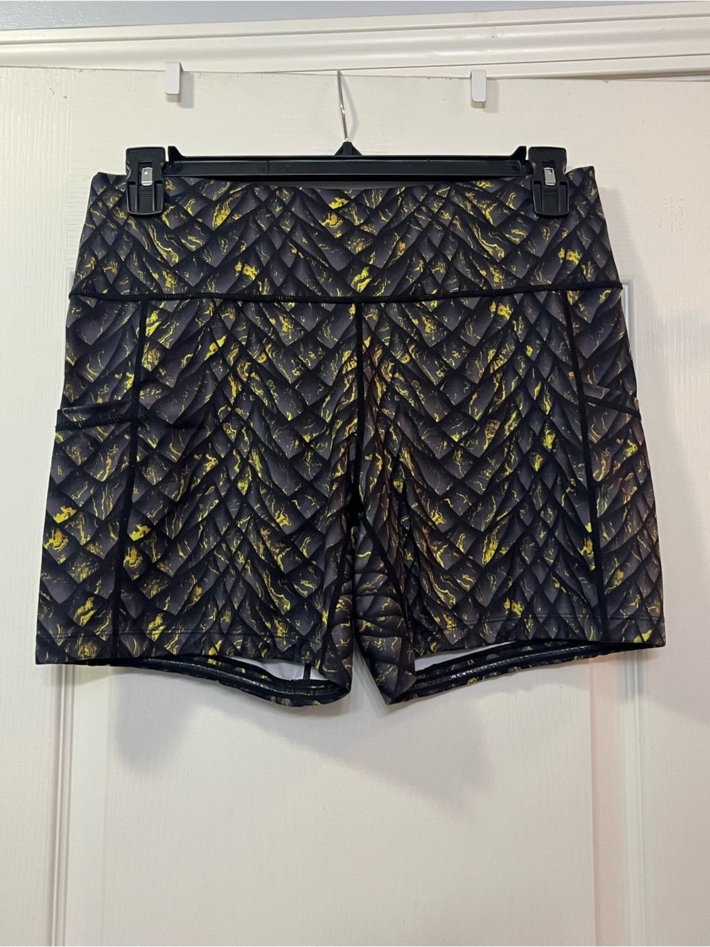 Constantly Varied Gear Black & Yellow Patterned Athletic Shorts